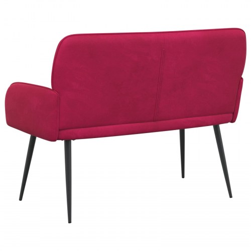 2-personers sofa i fløjl med metalben - vinrød