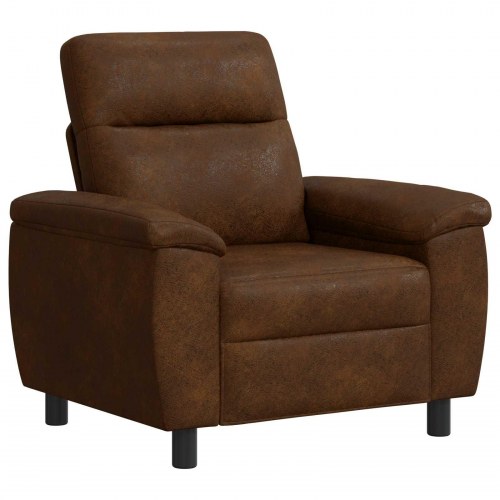 1-personers sofa i brunt kunst ruskind - 95 x 90 x 95 cm