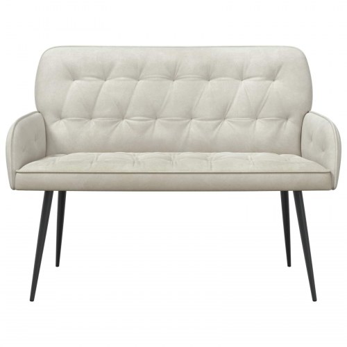 2-personers sofa i cremefarvet fløjl med metalben