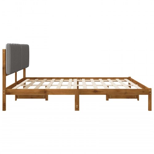 Sengestel med polstret hovedgavl 200 x 200 cm - naturfarvet/lysegrå