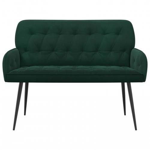 2-personers sofa i mørkegrøn fløjl med metalben