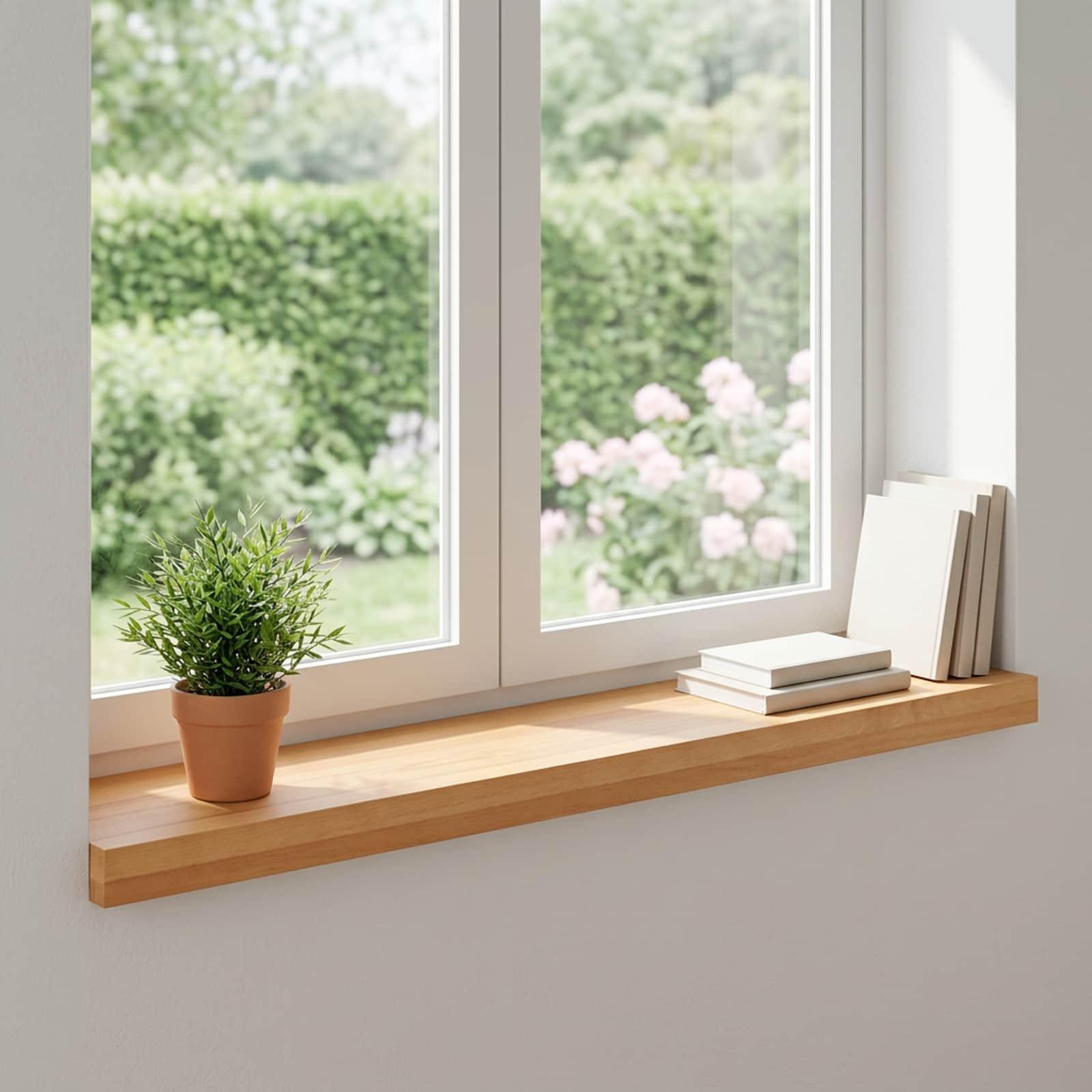 Vindueskarme 2 stk. lys brun 90 x 20 x 2 cm - massiv bøg