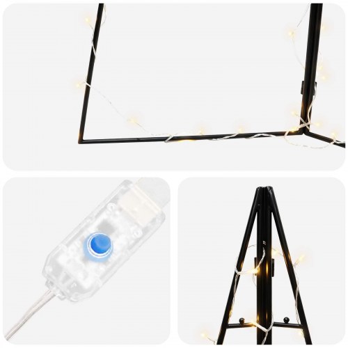 Metaljuletræ med LED KUOPIO 210 cm - sort/varm hvid