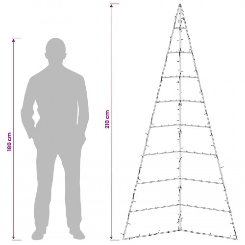 Metaljuletræ med LED KUOPIO 210 cm - sort/varm hvid