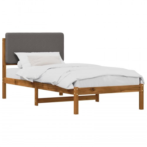 Sengestel med polstret hovedgavl 75 x 190 cm - naturfarvet/lysegrå
