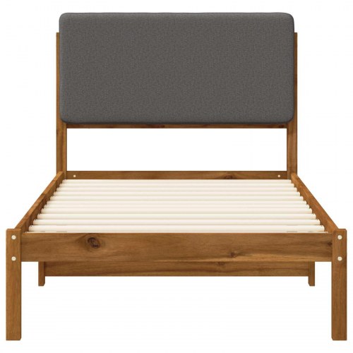 Sengestel med polstret hovedgavl 75 x 190 cm - naturfarvet/lysegrå