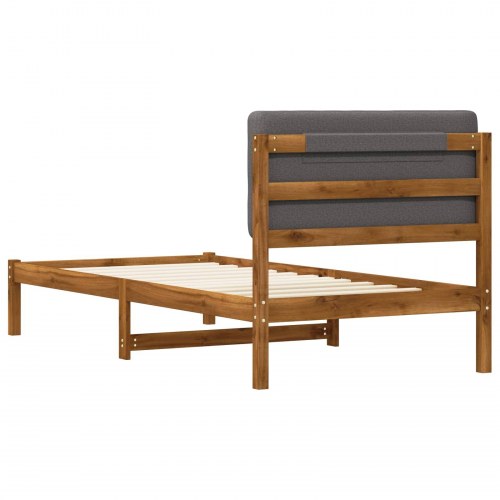 Sengestel med polstret hovedgavl 75 x 190 cm - naturfarvet/lysegrå