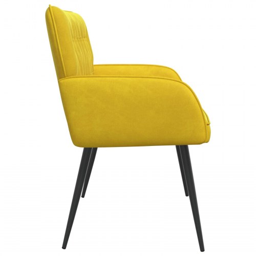 2-personers sofa i gul fløjl med metalben