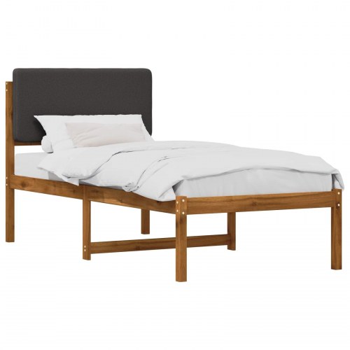 Sengestel med polstret hovedgavl 80 x 200 cm - naturfarvet/mørkegrå