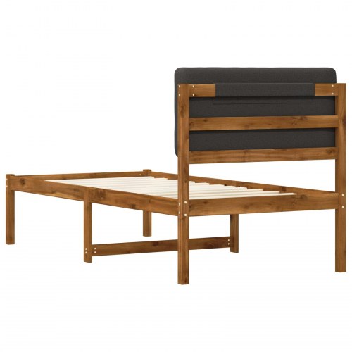 Sengestel med polstret hovedgavl 80 x 200 cm - naturfarvet/mørkegrå