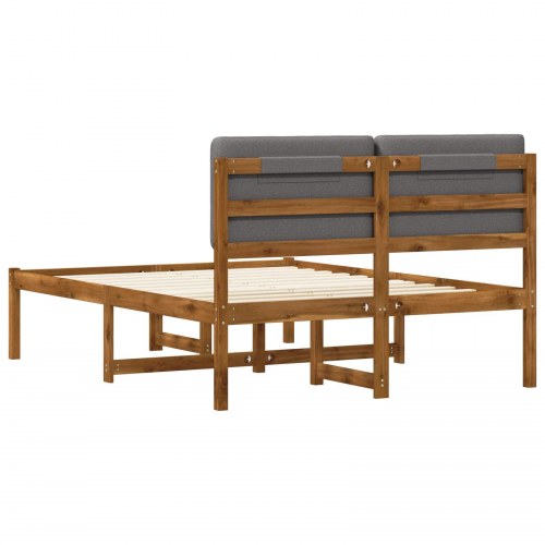 Sengestel med polstret hovedgavl 135 x 190 cm - naturfarvet/lysegrå