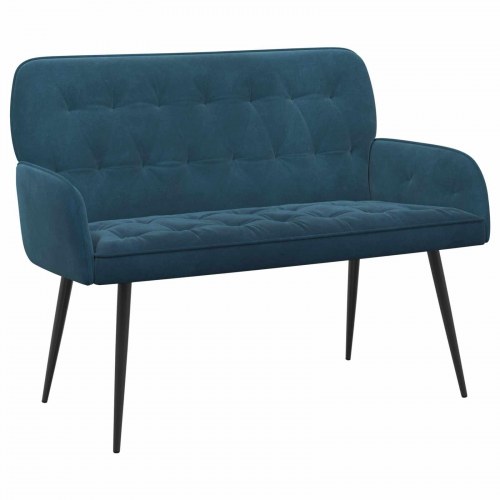 2-personers sofa i blå fløjl med metalben