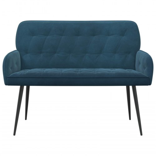 2-personers sofa i blå fløjl med metalben