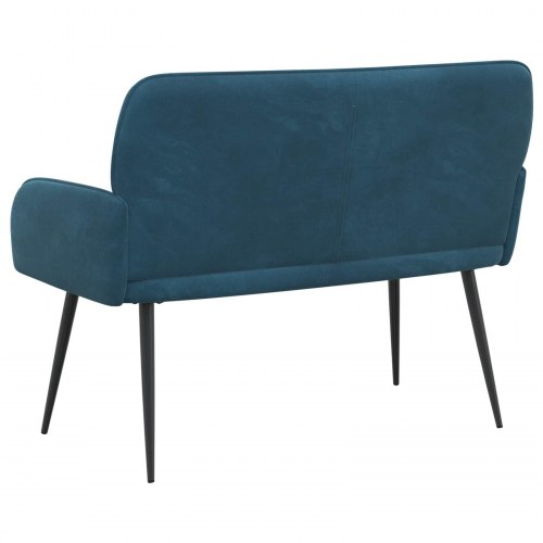 2-personers sofa i blå fløjl med metalben