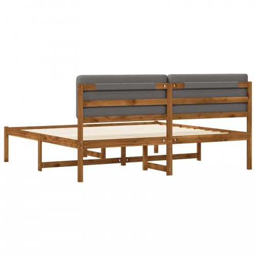 Sengestel med polstret hovedgavl 180 x 200 cm - naturfarvet og lysegrå