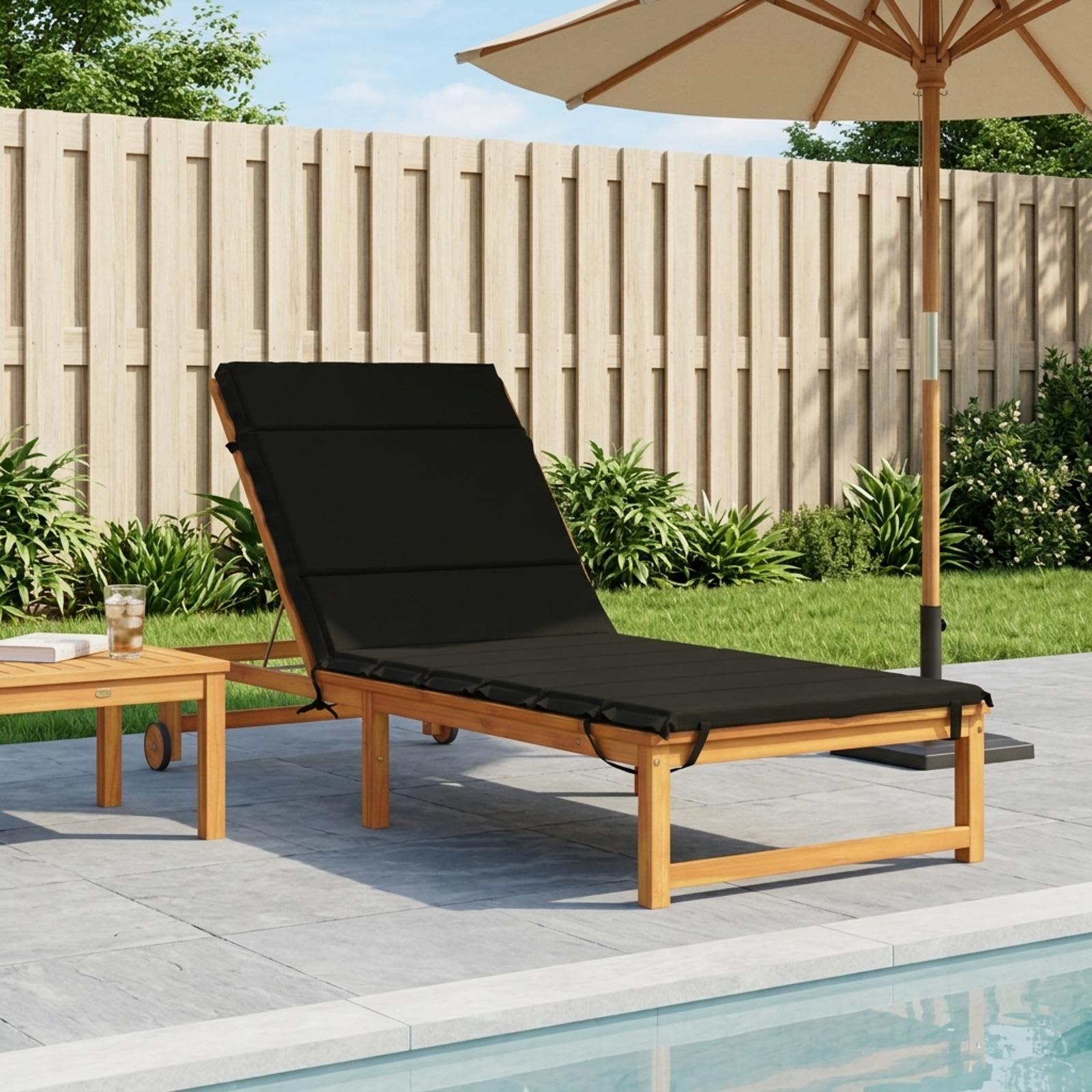 vidaXL Solseng Pude GEMERT 100% polyester Sort 200 x 70 x 3 cm