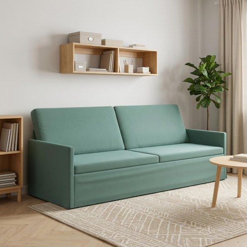 3-personers sofa i havgrøn velour - 220 x 81 x 82 cm