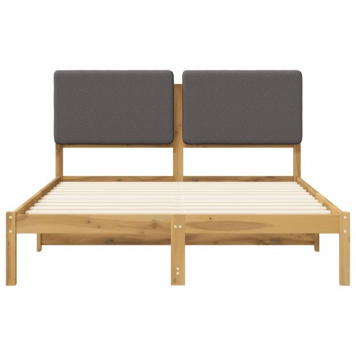 Sengestel med polstret hovedgavl 140 x 190 cm - hvidvasket og lysegrå