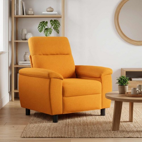 1-personers sofa i mørk gul stof - 95 x 90 x 95 cm
