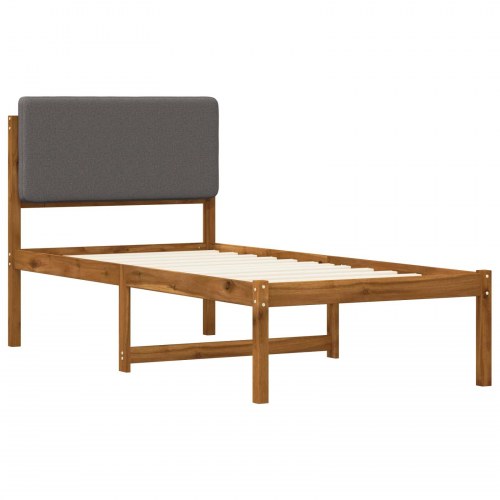 Sengestel med polstret hovedgavl - naturfarvet/lysegrå, 80 x 200 cm