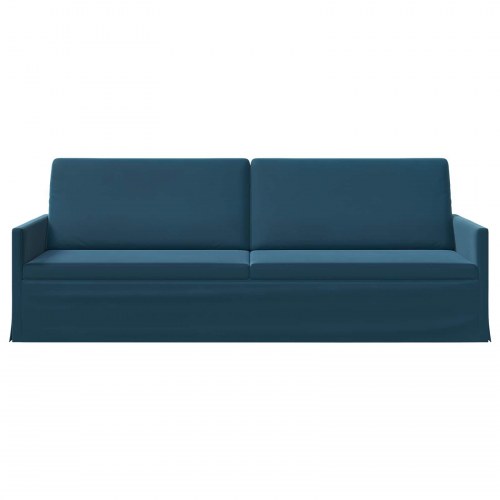 3-personers sofa i blå velour - 220 x 81 x 82 cm