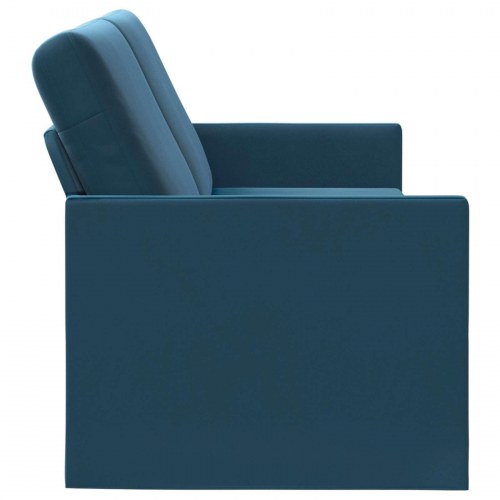 3-personers sofa i blå velour - 220 x 81 x 82 cm