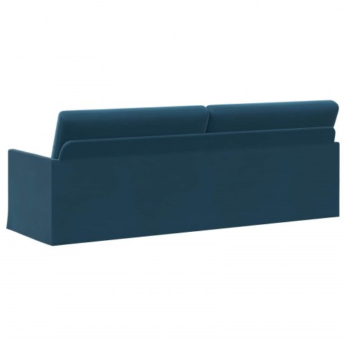 3-personers sofa i blå velour - 220 x 81 x 82 cm