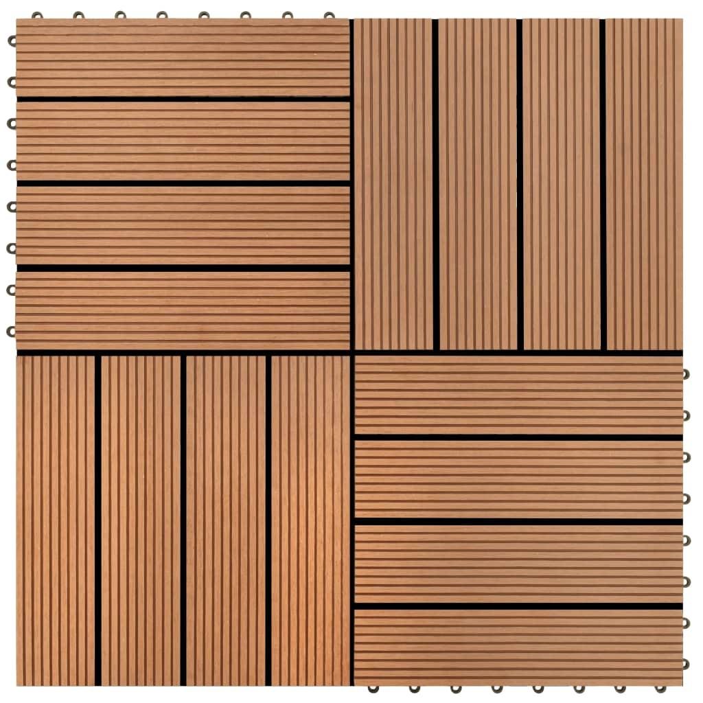 Terrassefliser 22 stk. 30 x 30 cm 2 m2 WPC brun