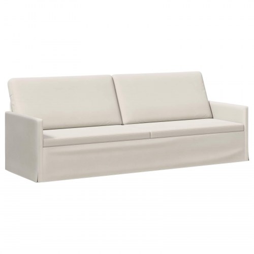 3-personers sofa i cremefarvet velour - 220 x 81 x 82 cm