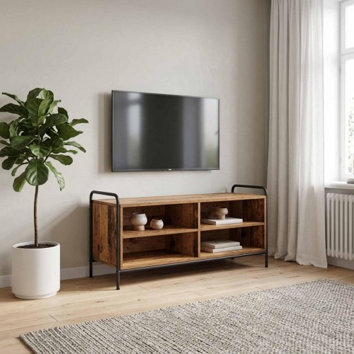 TV-skab i gammelt træ med stålramme
