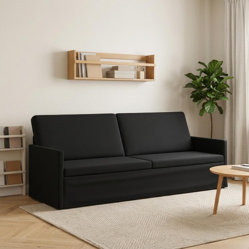 3-personers sofa i sort velour - 220 x 81 x 82 cm