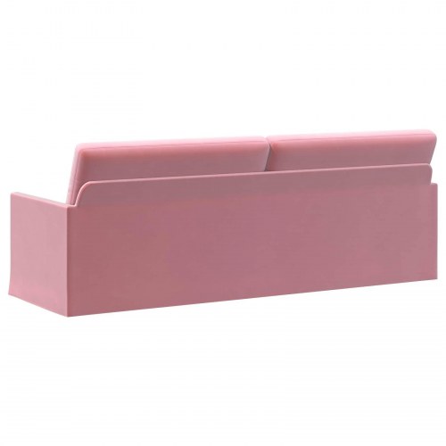 3-personers sofa i lyserød velour - 220 x 81 x 82 cm