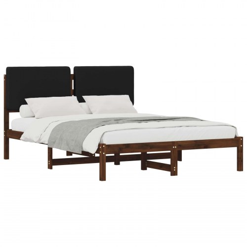 Sengestel med polstret hovedgavl 140 x 190 cm - mørkebrun/sort