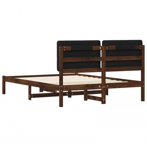 Sengestel med polstret hovedgavl 140 x 190 cm - mørkebrun/sort