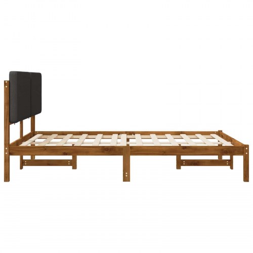 Sengestel med polstret hovedgavl 140 x 200 cm - naturfarvet/mørkegrå