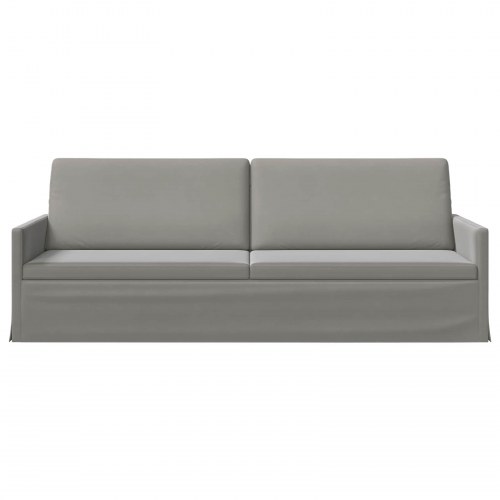 3-personers sofa i lysegrå velour - 220 x 81 x 82 cm