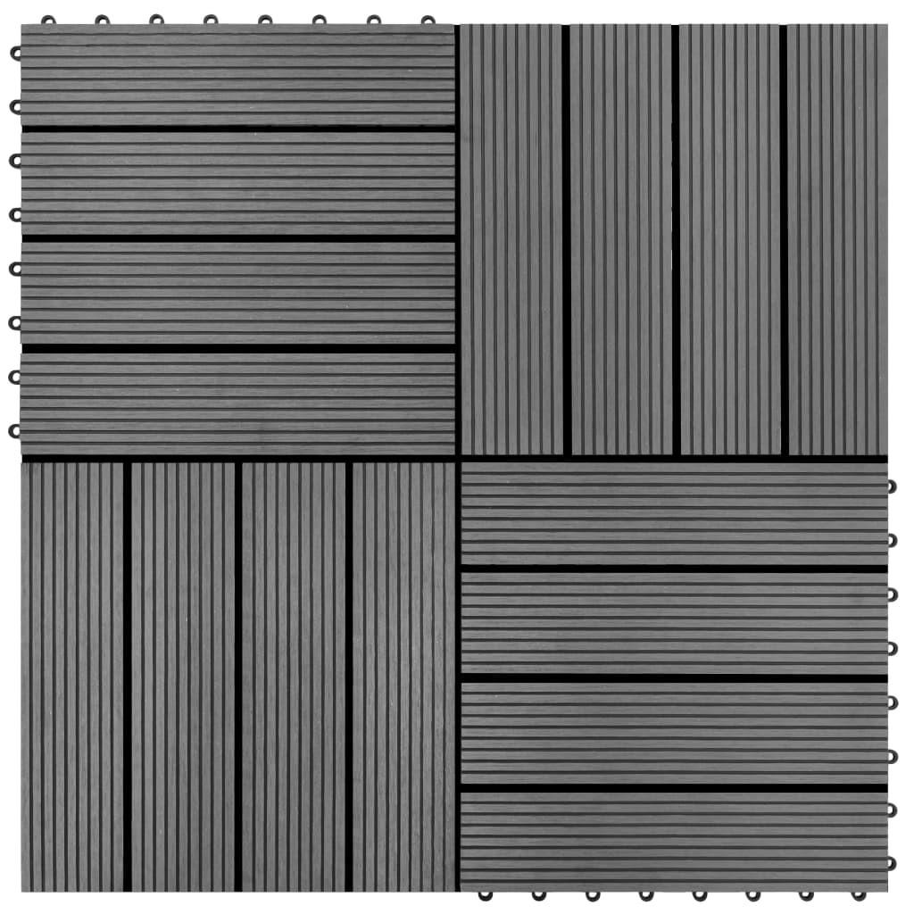 Terrassefliser 22 stk. 30 x 30 cm 2 m2 WPC grå