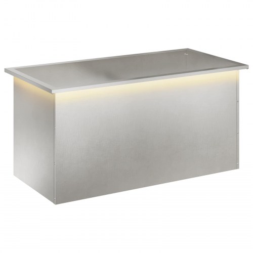 Plantekasse med LED i rustfrit stål - sølv 50 x 100 x 48 cm