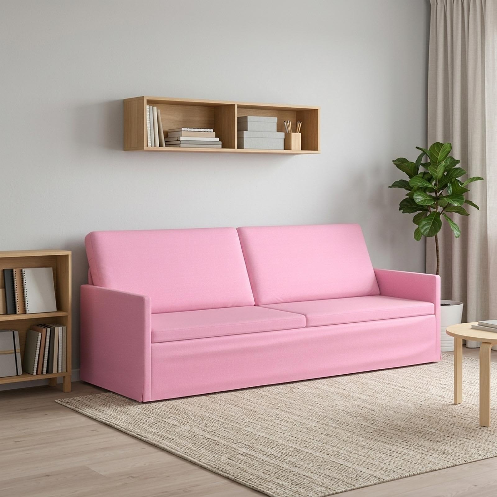 3-personers sofa i lyserød stof - 220 x 81 x 82 cm