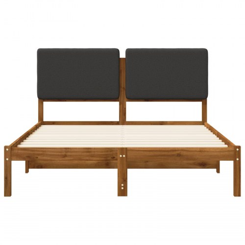 Sengestel med polstret hovedgavl 120 x 200 cm - naturfarvet/mørkegrå