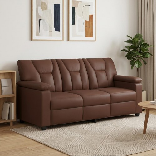 3-personers sofa i kunstlæder - brun