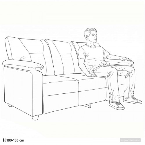 3-personers sofa i kunstlæder - brun