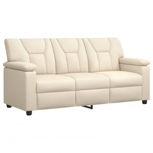 3-personers sofa i kunstlæder - cremefarvet 191 x 85 x 93 cm