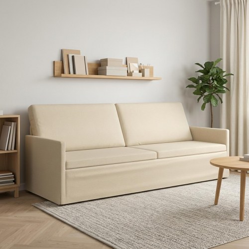 3-personers sofa i creme stof - 220 x 81 x 82 cm