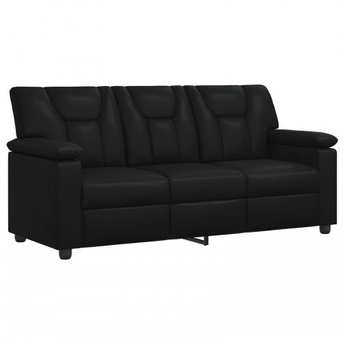 3-personers sofa i sort kunstlæder - 191 x 85 x 93 cm