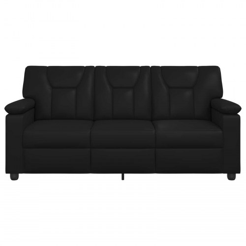 3-personers sofa i sort kunstlæder - 191 x 85 x 93 cm