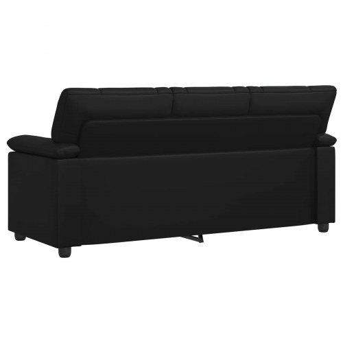 3-personers sofa i sort kunstlæder - 191 x 85 x 93 cm