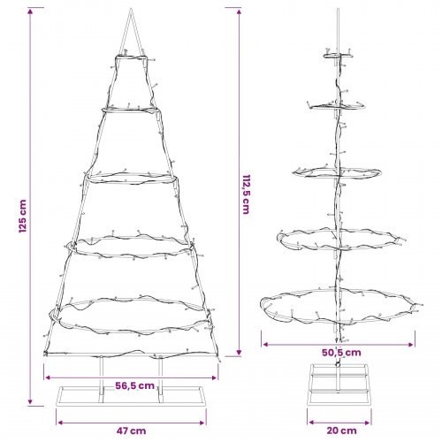 Juletræ i metal KUOPIO med fod 125 cm - sort/varm hvid