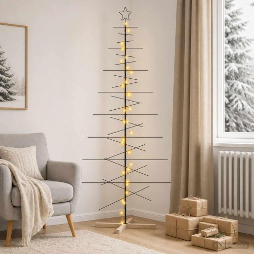 Metaljuletræ KUOPIO 210 cm - sort/varm hvid