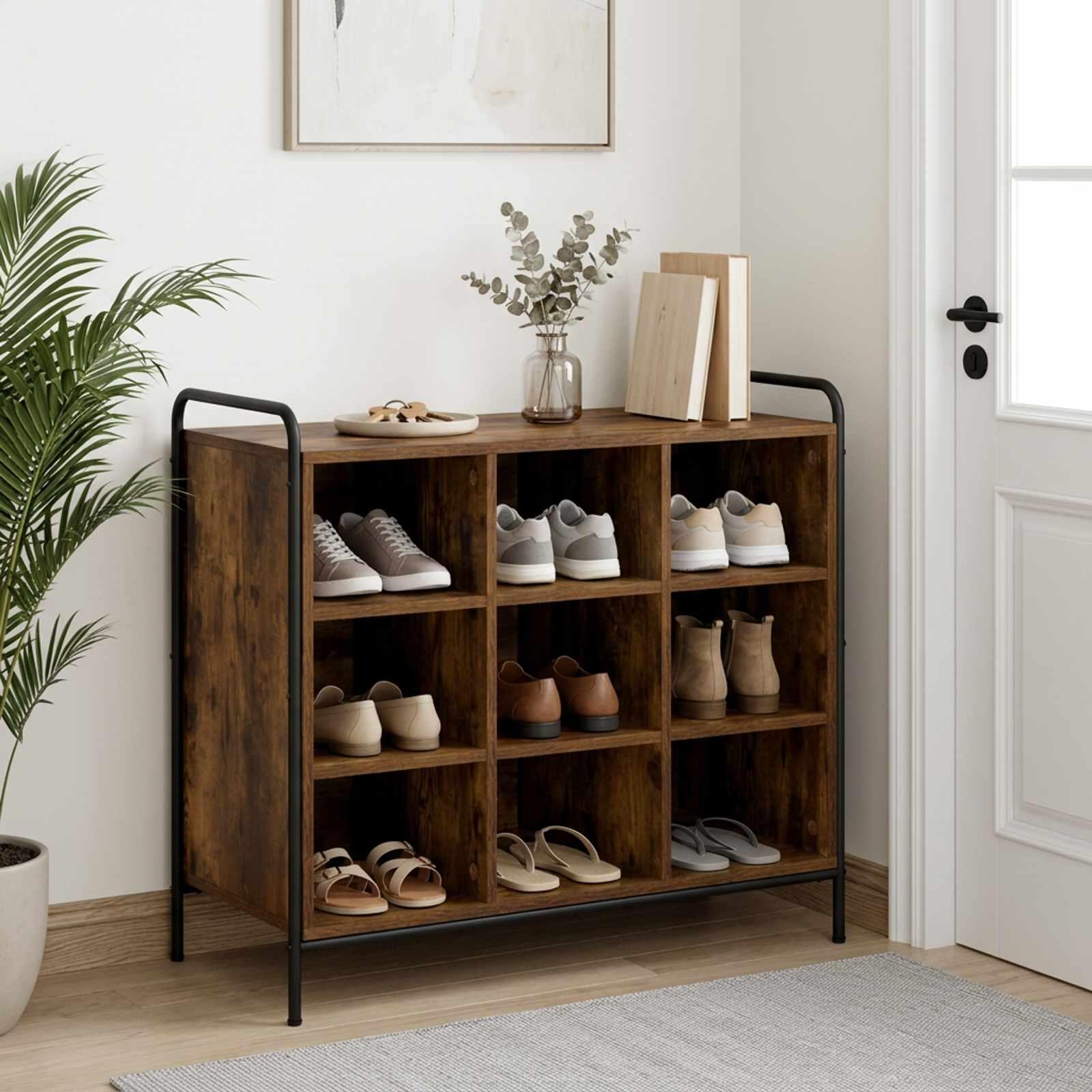 vidaXL Sko skab 85 x 39,5 x 75 cm Konstrueret træ Røget eg